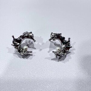 Waving Moon 925 Silver Earrings